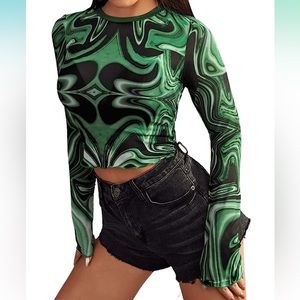 Green mesh long sleeve